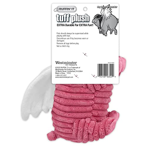 Ruffin' It Tuff Stuffed Plush Flying Pig Dog Toy