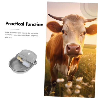 Toyvian Automatic Stainless Steel Animal Waterer with Float Valve Durable Farm Water Bowl for Cattle Pigs Sheep Horses Outdoor Pets Capacity Automatic Water Dispenser