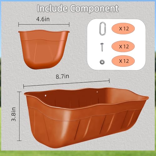 Hanging Chicken Feeders,Duck Feeder Waterer,Small Feed Trough 1.3 Quart 6 Pack,Hanging Fence Feed Trough for Poultry,Terracotta - color: Terracotta, size: 1.3 Quart (6 Pack)