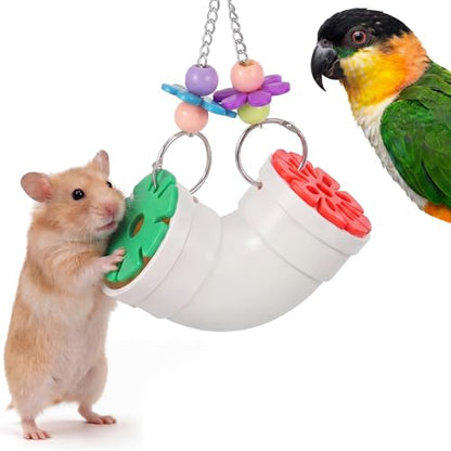 Shappy 1 Pack Rat Enrichment Toys, Wide Opening Rat Foraging Feeder for Various Treats, Hanging Slow Feeder Easy Clean Interactive Small Animal Puzzle Toy, Rodent Cage Accessories for Mice, Parakeets