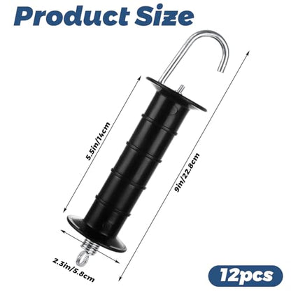 12 Pcs Plastic Electric Fence Gate Handle Heavy Duty Fence Gate Handle with Spring (Black)