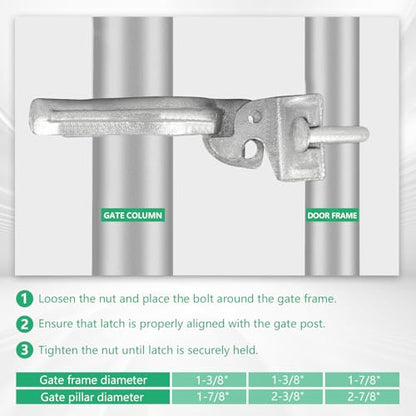 (1-3/8" x 2-3/8"(2-1/2") Chain Link Fence Gate Fork Latch | Commercial Heavy Duty - Malleable - Galvanized Gate Latch with Hole for Padlock - size: 1-3/8" x 2-3/8" (2-1/2")