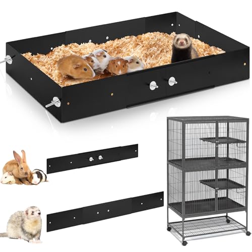 Chunful Scatter Guards Compatible with Ferret Nation & Critter Nation, 9 Pcs Pull Out Adjustable Small Animal Cages Guards, Urine & Litter Containment for Ferrets, Chinchillas, Rats(Black) - color: Black