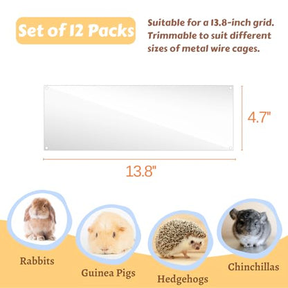 12 Pcs Cage Guard 13.8"x4.7" with Zip Ties Scatter Guard Clear Cage Liner Flexible Side Lining for Rabbit Guinea Pig C&C Metal Wire Playpen - size: 13.8" x 4.7" (12 PCS)