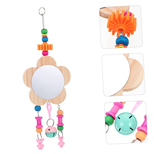 Wooden Chicken Mirror Toy Bells Hanging Mirror for Chicken Coop Fun and Play Promotes Intellectual Development and Healthy Growth Accessories