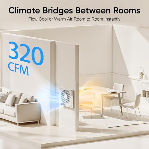 2PCS 8" Room to Room Fan with Remote, 320CFM Through Wall Air Transfer Fan with Temperature Control, Reversible Airflow Design, 10 Speeds, Quiet Balance Exhaust Vent for Bedroom, Laundry, Kitchen - color: 2PCS