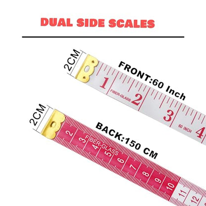 Tape Measure Body Measuring Tape, Soft Fabric Measuring Tape for Sewing Cloth Measurement, 60 Inch Double Scale Tailor Ruler for Weight Loss (White1) - color: White1