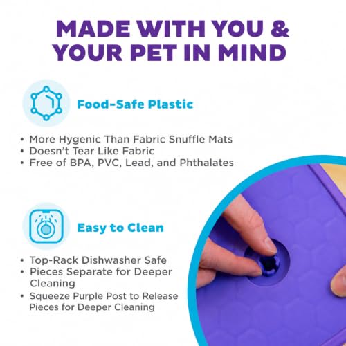 Outward Hound by Nina Ottosson Lick N' Flip Level 1 Dog Puzzle Toy, Durable Plastic Lick Mat & Slow Feeder – Non-Slip Base Beginner Enrichment for Medium Dogs, Holds 1 Cup Wet or Dry Food, 7.4" x 7.4" - color: Lick N' Flip Treat (Purple)
