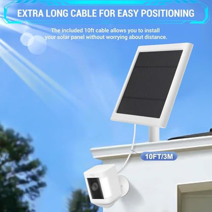 Solar Panel Outdoor for Ring Cameras (White 6P) Spotlight Cam Plus/Pro(Battery) Stick Up Cam/Pro Wireless Outdoor with 10FT/3M Long Cable Dustproof Waterproof - color: White 6P
