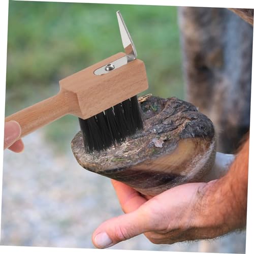 Horse Hoof Cleaning Brush Wooden Handle Cattle Hoof Trimmer and Horseshoe Tool for Grooming and Maintenance Comfortable Grip for Easy Use