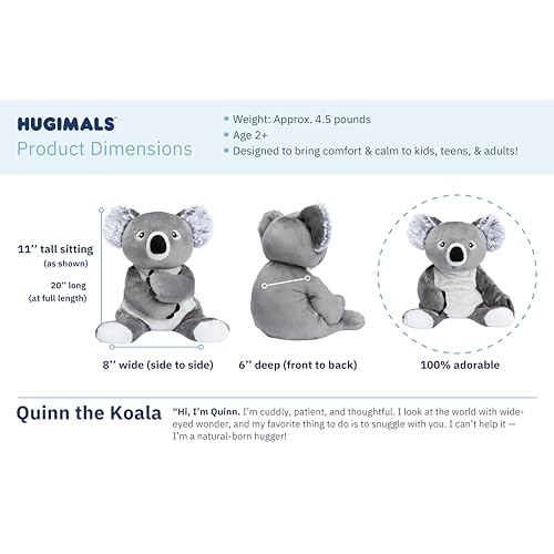 HUGIMALS Quinn The Koala 20 Inch 4.5 lb Heavy Cute Sensory Weighted Comfort Plush | Large Unscented Washable Self Care Calming Stuffed Animal for Kids, Teens and Adults - color: Quinn the Koala