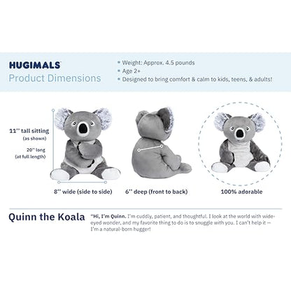 HUGIMALS Quinn The Koala 20 Inch 4.5 lb Heavy Cute Sensory Weighted Comfort Plush | Large Unscented Washable Self Care Calming Stuffed Animal for Kids, Teens and Adults - color: Quinn the Koala