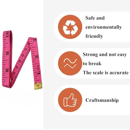 2pcs Soft Tape Measure Double Scale Measuring Tape Body Sewing Flexible Tailor Craft Vinyl Ruler for Weight Loss Medical Body Measurement, Has Centimetre Scale on Reverse Side 60-inch Pink - color: 2pcs Pink-60 inch