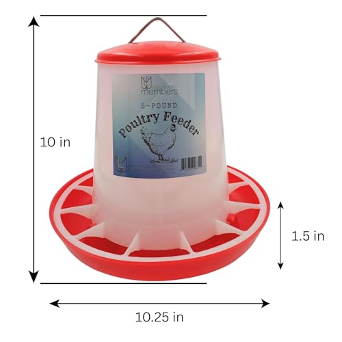 Large Chicken Feeder 5-Pound Capacity for All Poultry | Durable Feeding Container with Carrying Handle for Chickens, Ducks, Turkeys, Quail, Baby Chicks, Turkeys and More - size: 5 Pounds