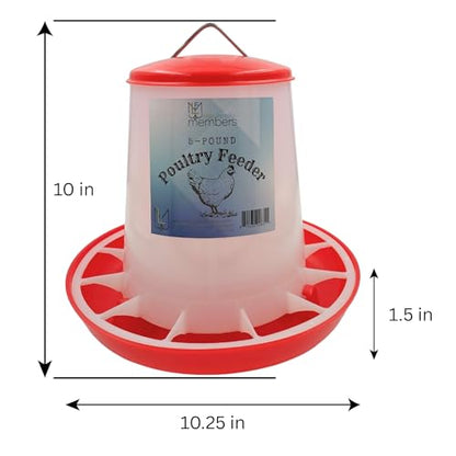 Large Chicken Feeder 5-Pound Capacity for All Poultry | Durable Feeding Container with Carrying Handle for Chickens, Ducks, Turkeys, Quail, Baby Chicks, Turkeys and More - size: 5 Pounds