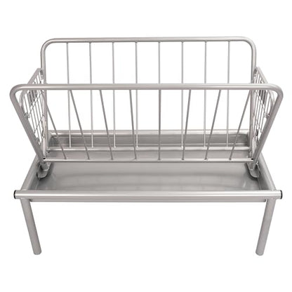 KUAFU 2 in 1 Grain & Hay Feeder, Pasture Livestock Feeder with Steel Frame & Deep Feeding Pan for Goats, Cow, Sheep, and Horses, Powder-Coated Steel Large Capacity, Easy to Carry and Assemble