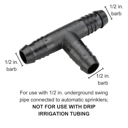 Rain Bird SWGT1/2TEE EZ Pipe/Swing Pipe Tee, 1/2" Barb x 1/2" Barb x 1/2" Barb Tee Fitting, 1-Pack - size: 1 Pack, style: 1/2" Barb x 1/2" Barb x 1/2" Barb Tee