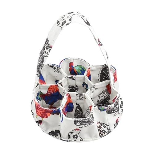 Egg Collecting Basket with 7 Pouches,Canvas Gathering Bag Egg Collecting Bags for Farmhouse Chicken Hen Duck Goose Housewife Garden Transporting Storage(SIZE:7.8x2.7 inch)
