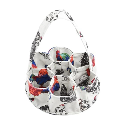 Egg Collecting Basket with 7 Pouches,Canvas Gathering Bag Egg Collecting Bags for Farmhouse Chicken Hen Duck Goose Housewife Garden Transporting Storage(SIZE:7.8x2.7 inch)