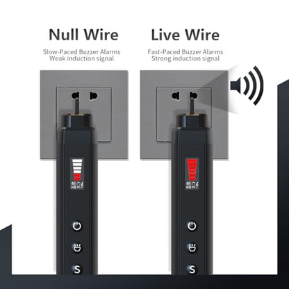 Voltage Tester Non Contact Voltage Detector Pen with Dual Range AC 12-1000V/48-1000V,Live Wire Tester with LCD Display Buzzer Alarm and Flashlight,Wire Breakpoint Finder