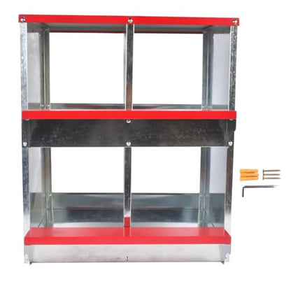 Chicken Nesting Boxes - 3-Compartment Metal Wall-Mounted Poultry Nest Box for Chickens, Hens, and Ducks - Easy Egg Collection - Large Vented Holes - Chicken Coop Equipment (4 Compartments) - size: 4 Compartments