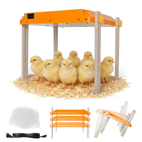 Chick Brooder Heating Plate, Briidea 80W Brooder Heater with 110–130℉ Constant Heat, Energy-Efficient, Adjustable Height & Angle, 10 PET Cleaning Film, Warmth Like Hen, 10" x 10" for 15 Small Poultry - color: Straight support