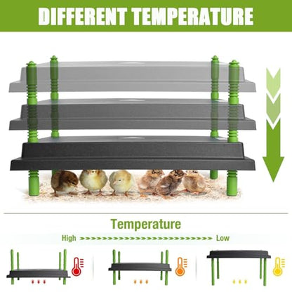 Chick Brooder Heater Plate, 12"x16" Warmer Brooder Plate for Chicks with Adjustable Height, 30W Temperature Control Brooder Heating Plate for 40 Baby Chicks Duck - size: 16.3"L x 12.0"W x 3.0"H
