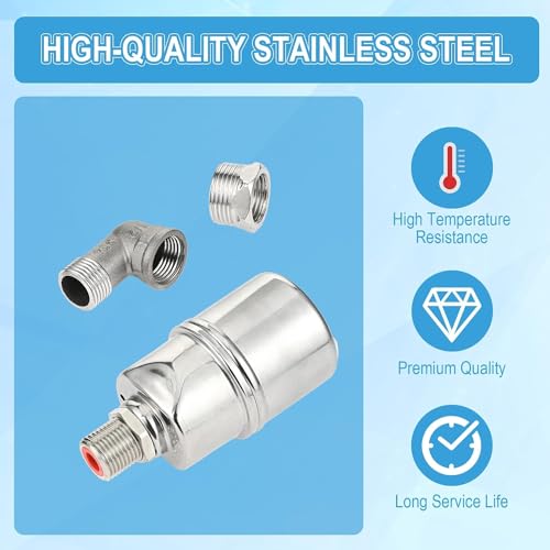 Auto Water Level Control Float Valve 1/2" 3/4" - 304 Stainless Steel, No Pump Needed for Water Tanks, Fish Ponds, Livestock Troughs, Hydroponics, Pool(2 Pack Long) - color: 2 Pack, size: Long