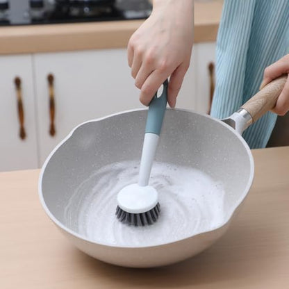 Patelai 24 Pack Kitchen Scrub Dish Brush with Long Handle Dish Scrubber with Stiff Bristles Scrub Brushes for Kitchen Dishes Washing Tools, Pots, Pans and Sink Cleaning (Celadon) - color: Celadon