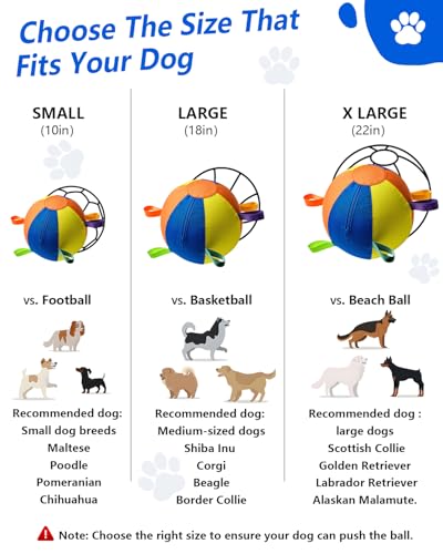 Herding Ball for Dogs Indestructible Giant Egg Large Horse Toys Durable Outside Play Big Calming Jumbo the Mellow Dog Soccer with Straps Yard Linflatable Balls Tetherball Water Yard (Large) - size: Large