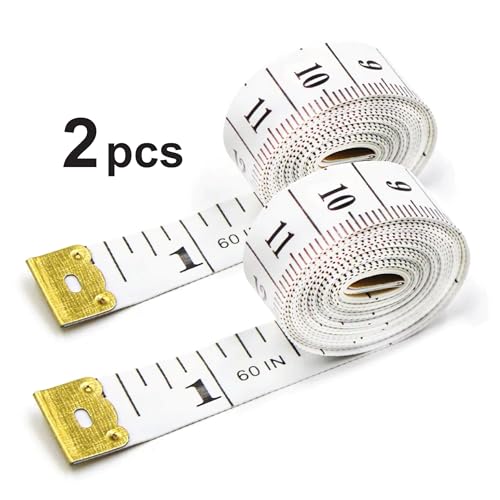 Dual Scale Body Measuring Tape - 60 inches Soft Tailor Measuring Tape for Sewing Cloth - Fitness Ruler for Fat Measurements and Nursing Use - Pack of 2