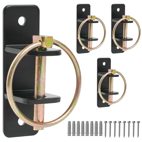 4 PCS Heavy Duty Water Bucket Hooks with Quick Release Pin, 5/32 Inch Thick Wall Mounted Horse Feed Bracket for Stall, Seamless Welded Hardware for Livestock, Barn & Pets