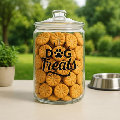 kitchentoolz 2-Gallon Dog Treat Container Airtight – Large Glass Jar for Countertop, Stylish Dog Treats Container & Dog Cookie Jar, Perfect Dachshund Accessories & Dog Treat Storage - size: 2 Gallon