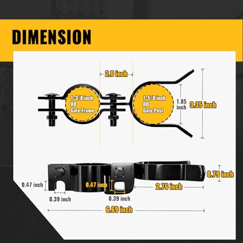 VIVIDA Chain Link Gate Latch 1-3/8" x 1-5/8", Black Gate Fork Latch for Outdoor Fence, Black Powder Coated, Chain Link Fence Parts, 2 PCS - size: 1-3/8" x 1-5/8" (2 PCS)