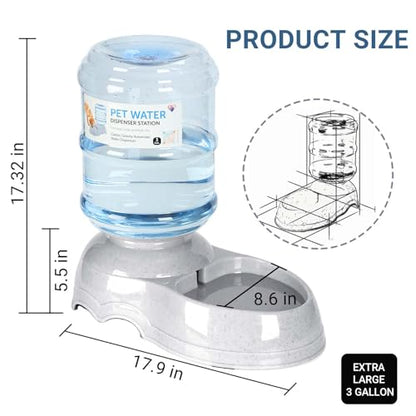 Pet Water Dispenser for Large Dogs and Multi-Pet, 3 Gallon Dog Water Bowl Dispenser, Basic Automatic Gravity Dog Cat Water Feeder, Large Capacity Pets Drinking Fountain, BPA-Free