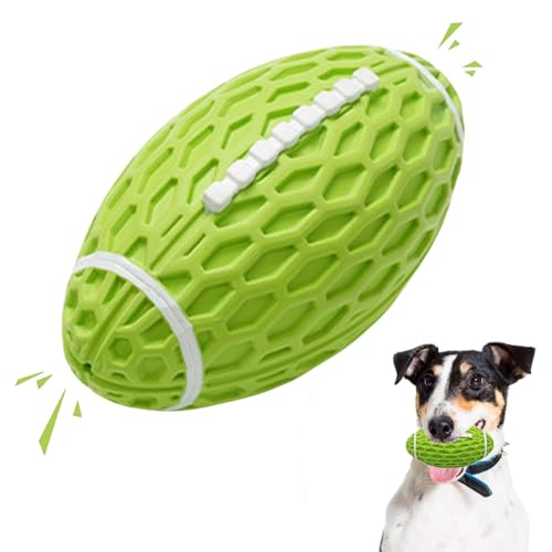 Squeaky Dog Football Toy, Rubber Dog Ball Toy for Aggressive Chewers, Tough Fetch Ball, Durable and Interactive for Medium Large Dogs, Green, Large - color: Green, size: Large