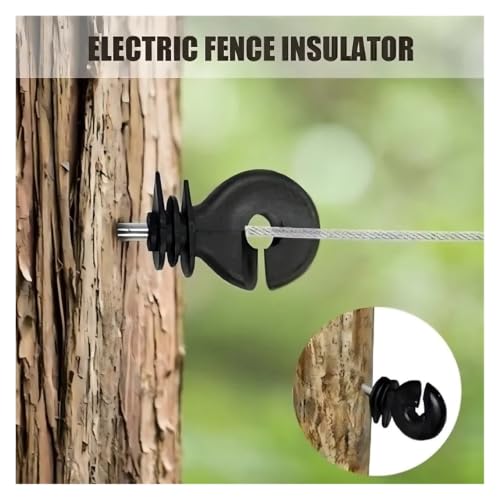 Electric Fencing Ring Insulators Farm Electric Fence Insulators Screw in Ring Insulator Wire Rope Tape Holder Livestock Hanging Hooks(30PCS) - color: 30PCS