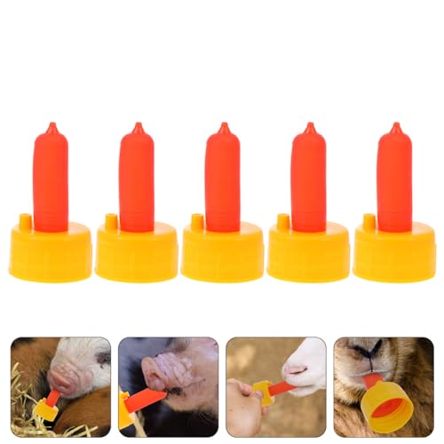 YARNOW 5pcs Bottle Nipples Replacement for Calf Lamb Goat Piglet Easy to Carry Outdoor Feeding