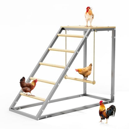 TrailBlaze Weatherproof Chicken Perch for Coop – Durable Non-Slip Roosting Bars with Ladder & Swing, Multi-Tier Easy-Clean Design, Backyard Poultry & Farm Hen House Accessory, Size: 90x40x70cm - size: 37.6" L x 15.7" W x 27.5" H
