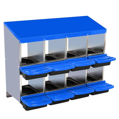 Chicken Nesting Boxes,8 Compartment Nesting Boxes for Laying Eggs,Wall Mount Poultry Roll Away Chicken Laying Boxes,Easy Egg Collection,Cleanable Pull Out Hen Roosting Boxes