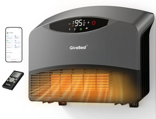 GiveBest Smart Wall Heater for Indoor Use, 1500W Electric Space Heater, Works with Alexa, Adjustable Thermostat, Remote Control, 24H Timer, Easy-mounted Heater for living Room Bedroom Office Garage - color: Grey, size: Standard Plug In