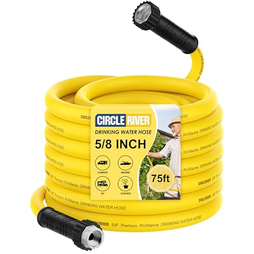RV Drinking Water Hose 75FT with Storage Bag, 5/8" Premium Fresh Water Hose for RV, Camping, Marine, Trailer and Truck, BPA Free, Anti-Kink and Leak-Free, Drinking Water Safe - color: Yellow, size: 75FT