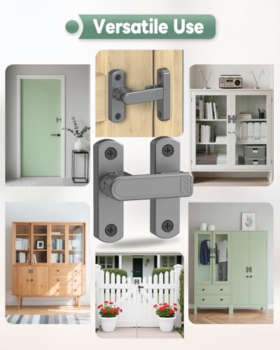 Adjustable Barn Door Locks, 90/180 Degree Sliding Door Latch, Protect Home Security Gate Latch for Bedroom, Barn, Cabinet, Garden, Fence (Grey-2 Pcs) - color: Grey-2 Pcs