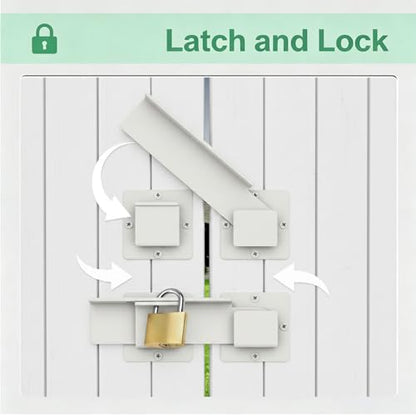 7.5" Flip Gate Latch Lock with Padlock Hole,Matte White 4 mm Aluminum Anti-Rust Alloy Door Latch for Outdoor Wooden Fence, Sliding Open Door,Wooden Fence, Barn Door with Screws (White, 7.5“)