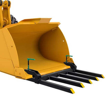 Clamp On Debris Forks To 48-60" Bucket, Heavy Duty Pallet Fork Fit For Loader Bucket Skidsteer Tractor,48" 2500 LBS - size: 48" 2500 LBS
