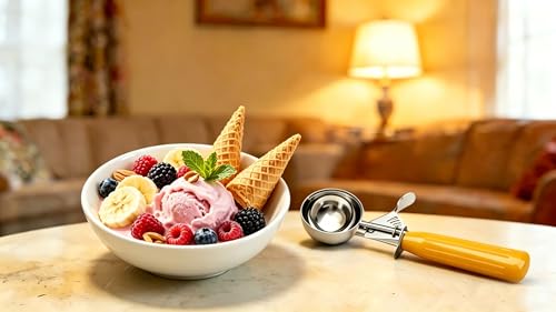 TOPKITCHEN Commercial-Grade Ice Cream Scoop 1.63 oz, 18/8 Stainless Steel Cookie Scoop with Plastic Handle, Portion Control Disher Scoop for Bakeries, Restaurants & Dessert Shops, #20, Yellow - size: 1.63 oz - Yellow