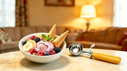 TOPKITCHEN Commercial-Grade Ice Cream Scoop 1.63 oz, 18/8 Stainless Steel Cookie Scoop with Plastic Handle, Portion Control Disher Scoop for Bakeries, Restaurants & Dessert Shops, #20, Yellow - size: 1.63 oz - Yellow