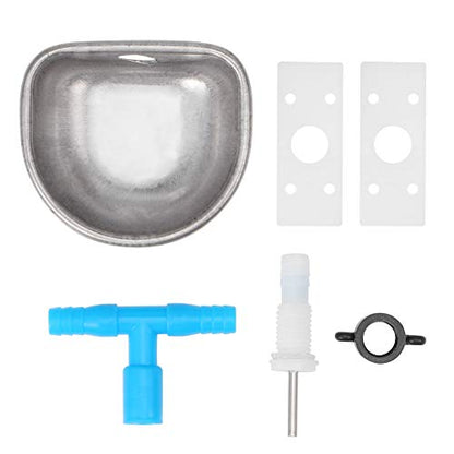 Akozon 5Pcs Stainless Steel Automatic Drinker Nipple Waterer with Small Bowl Tee Connector, Proof Farm Accessory Compatible Standard PVC Tubing - size: #11