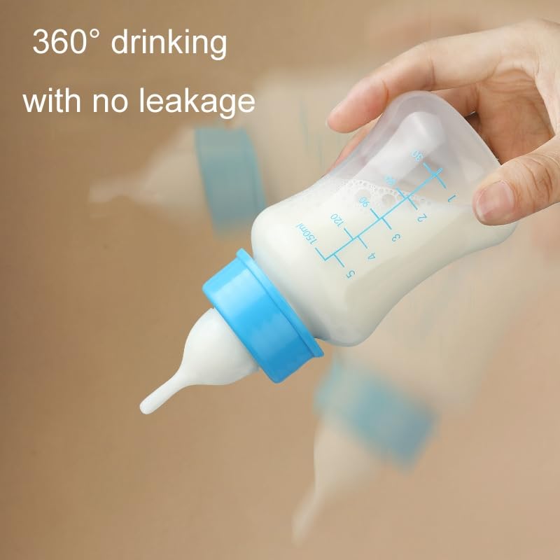 Pet Milk Feeding Bottle Portable Multi-Nipple Water Mug, Model: Small Blue - size: 50ml