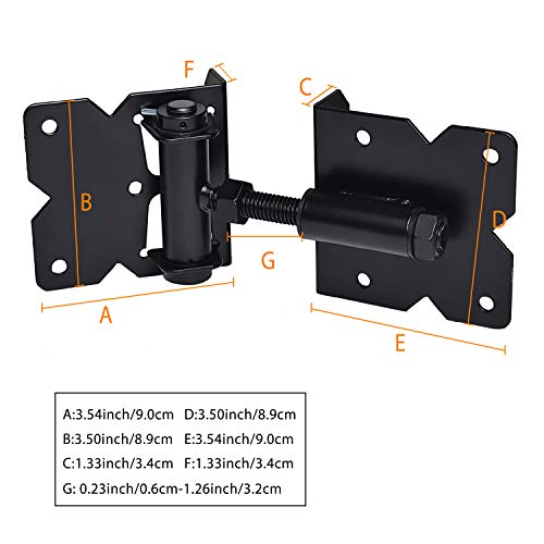 Self Closing Gate Hardware Hinges Heavy Duty for Wooden/Vinyl/PVC Fences,90 Degree Adjustable, with Installation Screws and Swing Adjuster Tool,2 Pack/Set,Black - color: Black